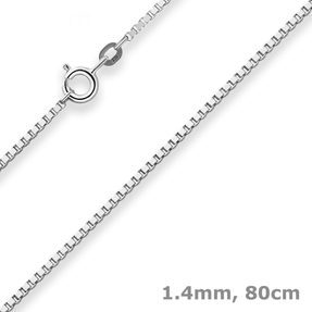 1,4mm Veneziakette Silberkette Collier Halskette aus 925 Silber rhodiniert 80cm