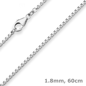 1,8mm Veneziakette Silberkette Collier Halskette aus 925 Silber rhodiniert 60cm