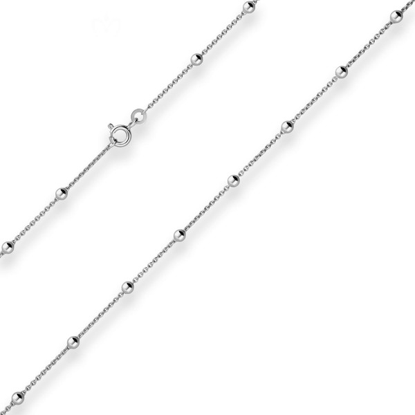 1.3mm Rund-Ankerkette Kugel aus 925 Silber rhodiniert 70cm