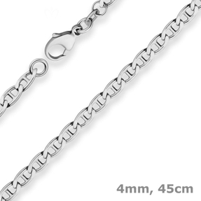4mm Panzerstegkette Silberkette Collier Halskette aus 925 Silber rhodiniert 45cm
