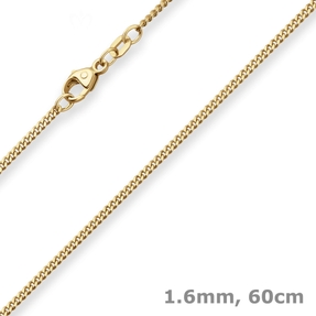 1,6mm Panzerkette Goldkette Collier Halskette aus 585 Gold Gelbgold 60cm