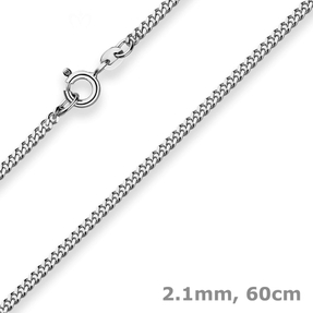 2,1mm Panzerkette Goldkette Collier Halskette aus 585 Gold Weißgold 60cm