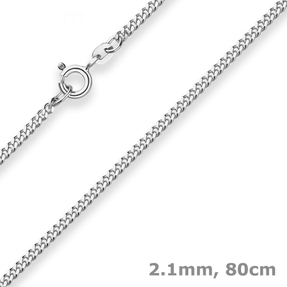 2,1mm Panzerkette Silberkette Collier Halskette aus 925 Silber 80cm