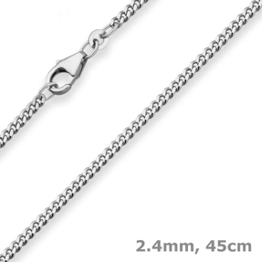 2,4mm Panzerkette Silberkette Collier Halskette aus 925 Silber rhodiniert 45cm