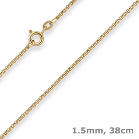 1,5mm Erbskette Goldkette Collier Halskette aus 585 Gold Gelbgold 38cm