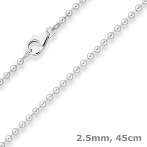 2,5mm Kugelkette Silberkette Collier Halskette aus 925 Silber 45cm