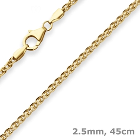 2,5mm Zopfkette Goldkette Collier Halskette aus 333 Gold Gelbgold 45cm