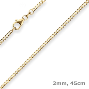 2mm Panzerkette weit Goldkette Collier Halskette aus 585 Gold Gelbgold 45cm