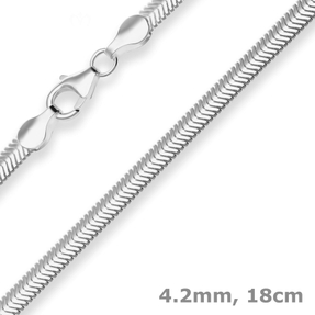 4,2mm Armband Schlangenkette oval Silberarmband Armschmuck aus 925 Silber 18cm