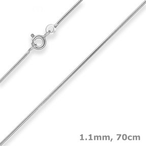 1,1mm Schlangenkette Kette Collier Halskette aus 925 Silber rhodiniert 70cm
