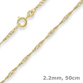 2,2mm Singapurkette Goldkette Collier Halskette aus 333 Gold Gelbgold 50cm
