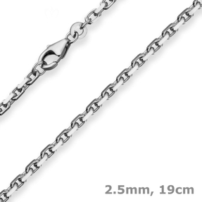 2,5mm Armband Ankerkette diamantiert Armschmuck aus 585 Gold Weißgold 19cm