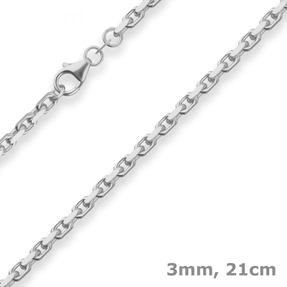 3mm Armband Ankerkette diamantiert Silberarmband Armschmuck aus 925 Silber 21cm