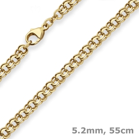 5,2mm Garibaldikette Goldkette Collier Halskette aus 585 Gold Gelbgold 55cm