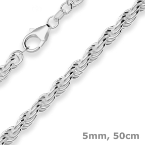 5mm Kordelkette massiv Silberkette Collier Halskette aus 925 Silber 50cm