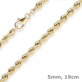 5mm Armband Kordelkette Goldarmband Armschmuck aus 585 Gold Gelbgold 19cm