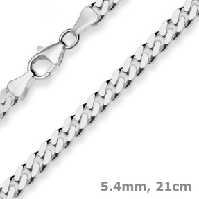 5,4mm Armband Panzerkette Armschmuck aus 925 Silber rhodiniert 21cm