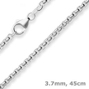 3,7mm Veneziakette rund Silberkette Collier Halskette aus 925 Silber 45cm