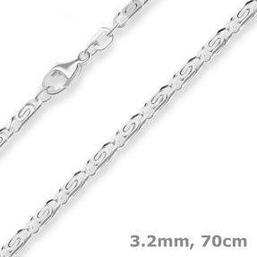 3,2mm S-Panzerkette Silberkette Collier Halskette aus 925 Silber 70cm