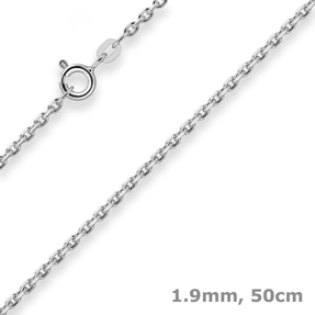 1,9mm Ankerkette diamantiert Collier Halskette aus 925 Silber rhodiniert 50cm