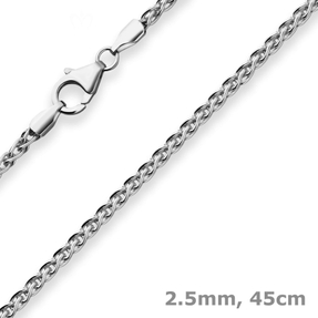 2,5mm Zopfkette Silberkette Collier Halskette aus 925 Silber rhodiniert 45cm