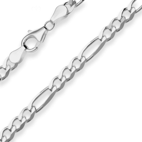 4,9mm Armband Figarokette diamantiert Armschmuck aus 925 Silber rhodiniert 21cm