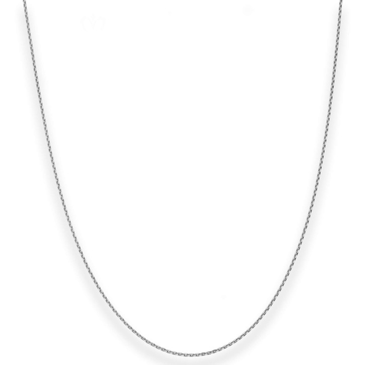 1mm Ankerkette diamantiert 375 Weißgold 50cm mit Zwischenöse