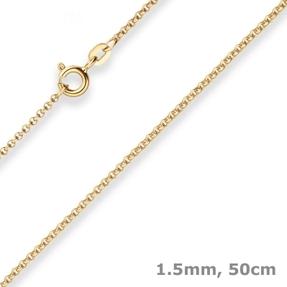 1,5mm Erbskette Goldkette Collier Halskette aus 585 Gold Gelbgold 50cm
