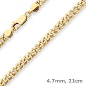 4,7mm Armband Panzerkette oval diamantiert Armschmuck aus 585 Gold Gelbgold 21cm