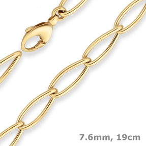 7,6mm Armband Fantasiekette Goldarmband Armschmuck aus 585 Gold Gelbgold 19cm 7,6mm Armband Fantasiekette Goldarmband Armschmuck aus 585 Gold Gelbgold 19cm