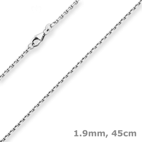1,9mm Ankerkette diamantiert Collier Halskette aus 925 Silber rhodiniert 45cm