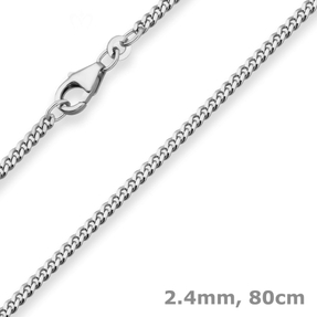 2,4mm Panzerkette Silberkette Collier Halskette aus 925 Silber rhodiniert 80cm