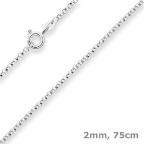 2mm Erbskette Silberkette Collier Halskette aus 925 Silber 75cm