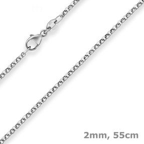 2mm Erbskette Silberkette Collier Halskette aus 925 Silber rhodiniert 55cm