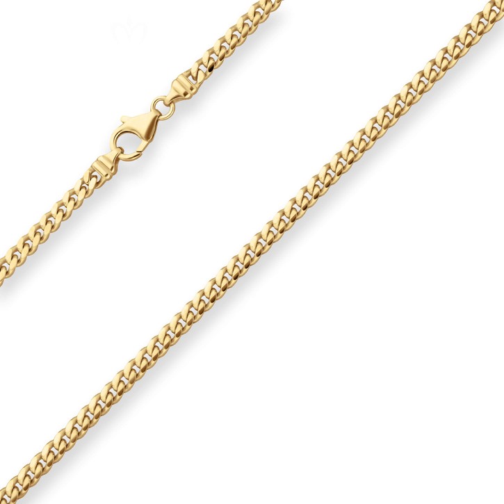 4mm Panzerkette oval diamantiert aus 585 Gelbgold 45cm