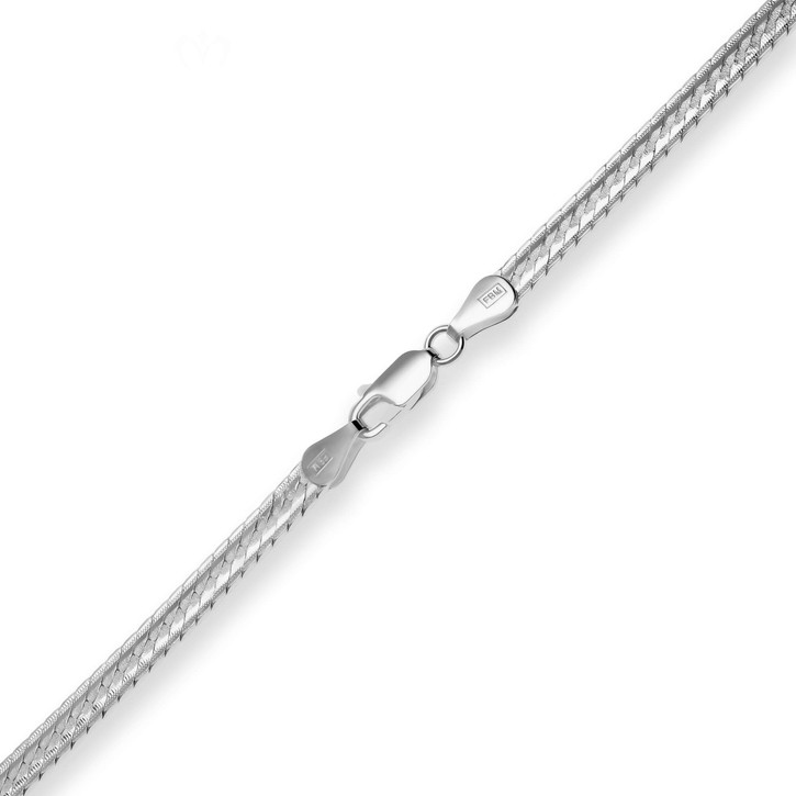 4.2mm Armband Fantasiekette aus 925 Silber rhodiniert 19cm