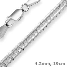 4,2mm Armband Fantasiekette Armschmuck aus 925 Silber rhodiniert 19cm