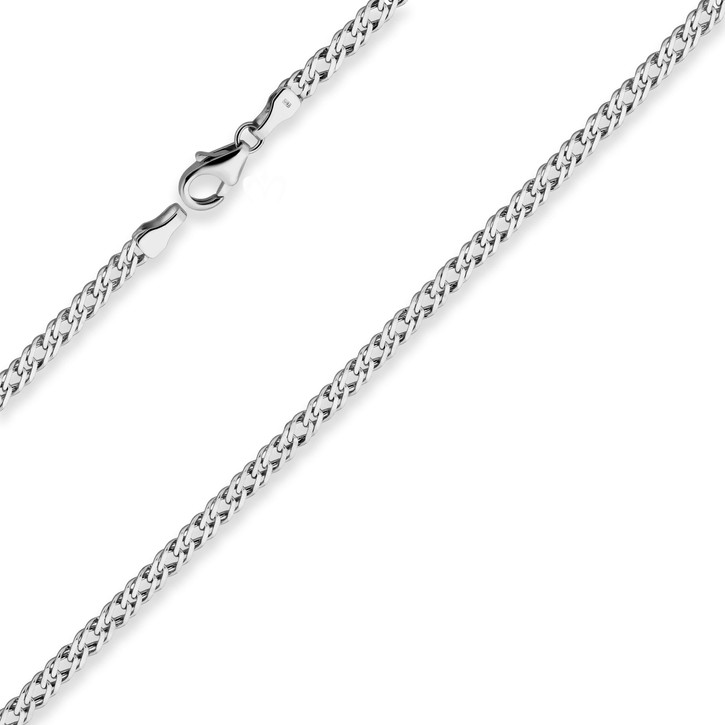 3.9mm Zwillingspanzerkette aus 925 Silber rhodiniert 45cm
