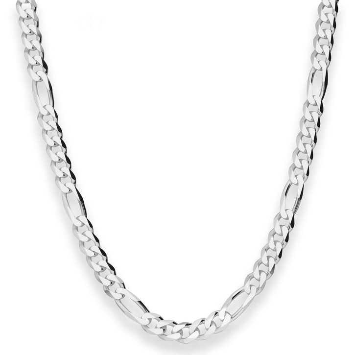 6mm Figarokette diamantiert aus 925 Silber 60cm