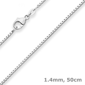 1,4mm Veneziakette Silberkette Collier Halskette aus 925 Silber rhodiniert 50cm