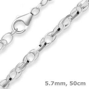 5,7mm Doppelankerkette Silberkette Collier Halskette aus 925 Silber 50cm