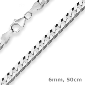 6mm Panzerkette Silberkette Collier Halskette aus 925 Silber 50cm
