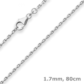 1,7mm Ankerkette diamantiert Silberkette Collier Halskette aus 925 Silber 80cm