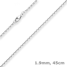 1,9mm Ankerkette diamantiert Silberkette Collier Halskette aus 925 Silber 45cm