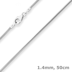 1,4mm Schlangenkette Silberkette Collier Halskette aus 925 Silber 50cm