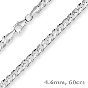 4,6mm Panzerkette oval diamantiert Kette Collier Halskette aus 925 Silber 60cm