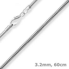 3,2mm Schlangenkette Silberkette Collier Halskette aus 925 Silber 60cm