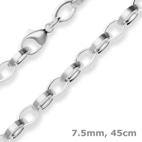7,5mm Nautica-Kette Silberkette Collier Halskette aus 925 Silber matt 45cm