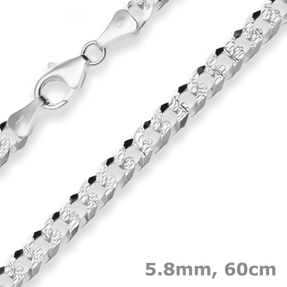 5,8mm Panzerkette Silberkette Collier Halskette aus 925 Silber 60cm