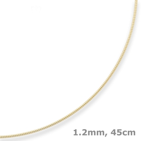 1,2mm Halsreif Omegareif Halskette aus 375 Gold Gelbgold 45cm